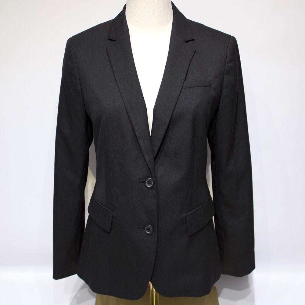 NWT Banana Republic Classic Black Machine Washable Blazer Jacket Women Size 4P